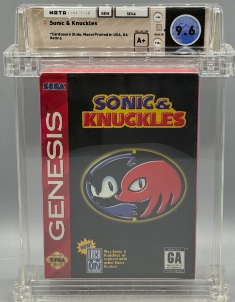 Sonic & Knuckles Sega Genesis Cardboard Slide Sealed New WATA 9.6 A+ Graded